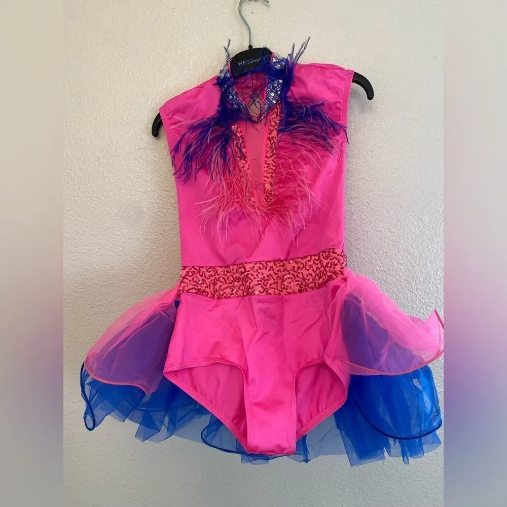WEISSMAN Dance Costume sassy pink feathers I Knew You Were Trouble 11869 LC